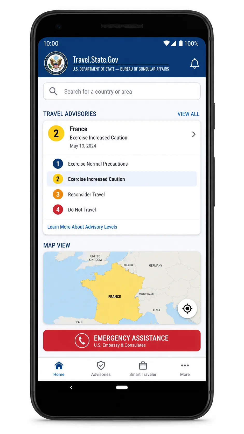 Travel home screen